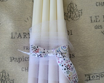 Elegant Bicolor Taper Candles: 15th Birthday Celebration Decor
