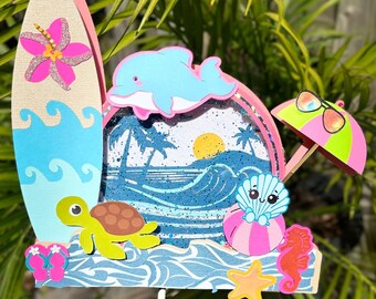 Tropical Beach Cake Topper: Summer Party Decoration