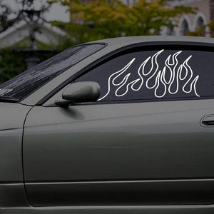 Feuer Flamme-Autofensteraufkleber, JDM Racing Aufkleber, Windschutzscheiben-Autoaufkleber, tiefergelegter Autostil, Geschenk für Autoliebhaber