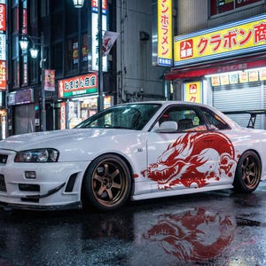 Calcomanía de dragón JDM para coche: pegatinas grandes de estilo japonés y accesorios para tunear coches. Regalo único de vinilo para amantes de los coches.