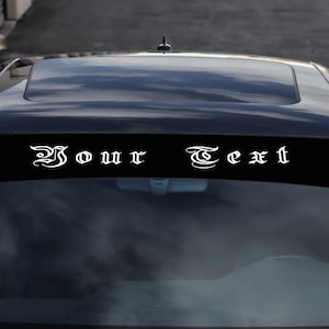 Personalizowana naklejka na przednią szybę, styl metalowy, niestandardowa naklejka winylowa JDM Drift, pasek przeciwsłoneczny na przednią szybę samochodu