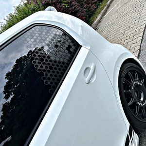 x2 Custom text / Logo Quarter Window Honeycomb Decals Set  For Both Sides! Create your own  -  Bumper JDM Vehicle Stance Social Media