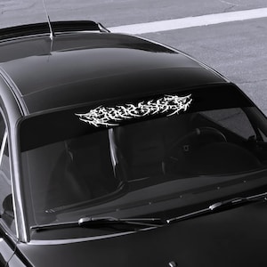 Benutzerdefinierte Death Metal Windschutzscheibe Banner, Gothic Horror Vinyl Aufkleber für JDM Drift Autos, personalisierte Grim Windschutzscheibe, Frontscheibe Sonnenstreifen