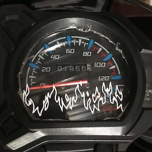 Car Moto Dashboard Decal, Custom Flame Fire Sticker, Speedometer Decal, Any Color Window Sticker, Bumper or Windshield Decal