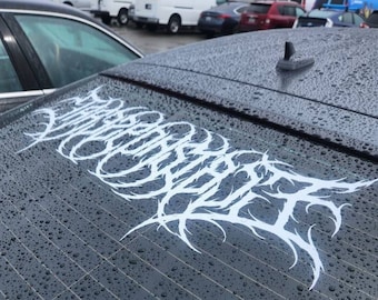 Custom Text Dark Metal style Decal! Windshield Visor Banner Stripe -Fits for any car! Yours Phrase lettering . Japanese stylish tuning