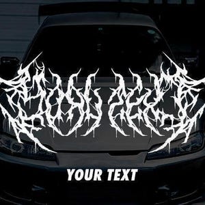 Adesivo personalizzato per auto, adesivo in vinile in metallo gotico horror, livrea Itasha, grafica per finestrini auto, monogramma con testo personalizzato, regalo per lui