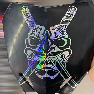 Samurai Katana JDM Ölpest Aufkleber Oni Maske Goon Anime Aufkleber - Japan Auto - Fenster Aufkleber - Stoßstange - Japanisch - Windschutzscheibe Endlos