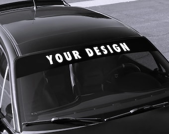 Pancarta personalizada para parabrisas, calcomanía con texto recortado, pancarta para coche en blanco, tuning JDM, tira solar japonesa para camioneta SUV, ceja de visera, gráfico de vinilo
