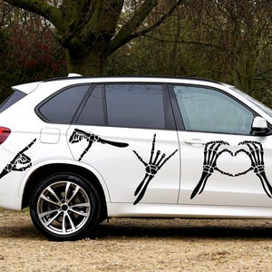 Skeleton Auto Accessories Decal Set for Funny Car Decor, Outdoor Halloween Skeleton Sticker Pack for Car, Waterproof Halloween Sticker