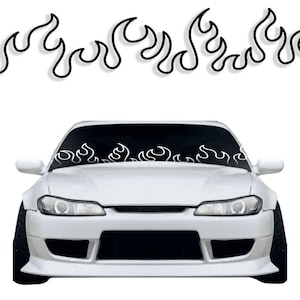 Vlammen brand voorruit raam auto sticker sticker - Past op elk voertuig! Elke kleur - glazen streep autoklep - JDM-tuning voorruit