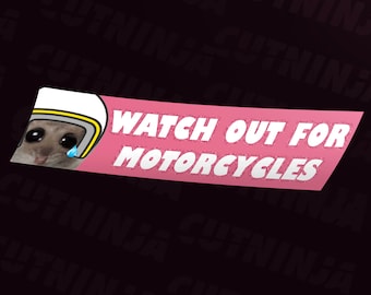 Trauriger Hamster Meme Aufkleber - ACHTUNG Motorrad 23cm weinend - lustiger Autoaufkleber