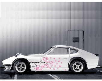 Cherry Blossom Car Decal Sakura Style, Japanese Art Vinyl Sticker, Pink Kawaii Car Accessories for Women