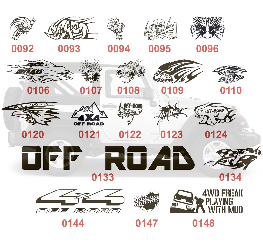 4x4 off Road Truck Decals Stickers Selection SUV Truck Hood Window Door