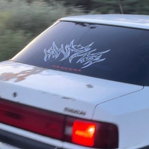 Naklejka na samochód Death Metal, naklejka na przednią szybę z motywem śmierci, straszny baner na osłonę przeciwsłoneczną, japoński tuning JDM, niestandardowy baner na samochód z winylu, naklejka na szybę samochodową