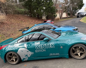 Calcomanía de vinilo personalizada estilo toro para coche, envoltura JDM Drift "Edición de invierno", gráficos de carreras personalizados para 350Z y más, envoltura troquelada para vehículos Miata.