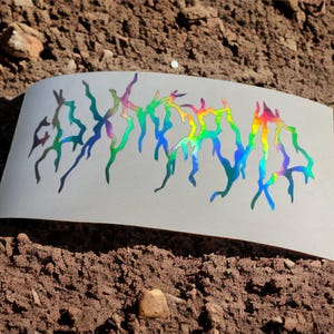 Custom Horror Style Decal, Holographic Car Sticker, Yours Phrase Lettering, Custom Window Tuning, Japanese JDM Decal, Oil Slick Color Decal