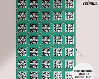 Pakiet naklejek z kodem QR dla firm, spersonalizowane naklejki marketingowe z logo, tekstem i kodem skanowalnym na opakowania