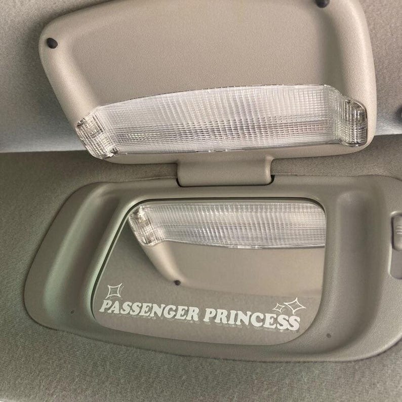 x2 Car Visor Passenger Princess Decal / Sticker - Valentines Gift - Window Decal - Bumper sticker - Car Livery Windshield Decal - Stance JDM image 1