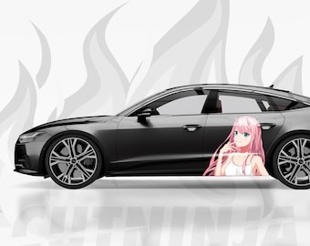 Kawaii Anime Girl Car Decal, JDM Car Sticker, Japanese Side Door Decal, Large Custom Car Sticker Design