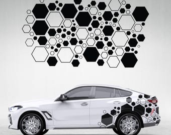 Calcomanía hexagonal JDM para coche, paquete de calcomanías de panal, envoltura lateral hexagonal X220, calcomanías para camioneta, auto, SUV, compatible con cualquier coche, computadora portátil o de escritorio.