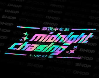 Pegatina de aceite JDM de Midnight Chasing - Calcomanía de anime japonesa para ventana de coche, calcomanía para parachoques, calcomanía para parabrisas, calcomanía de postura, deriva, Kanjo