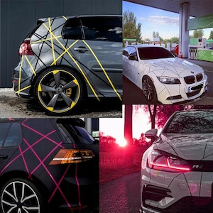 Auto Streifen Aufkleber, Racing Vinyl Aufkleber für Autoseiten, benutzerdefinierte Verpackung JDM Tuning, Trending Auto Dekor, Geschenke für Auto Jungs, passt für jedes Auto