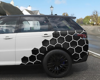 Vinilo adhesivo geométrico con diseño de panal para coches, pegatina grande para paneles laterales para personalización de automóviles, regalo para amantes de los coches y decoración de vinilo personalizada.