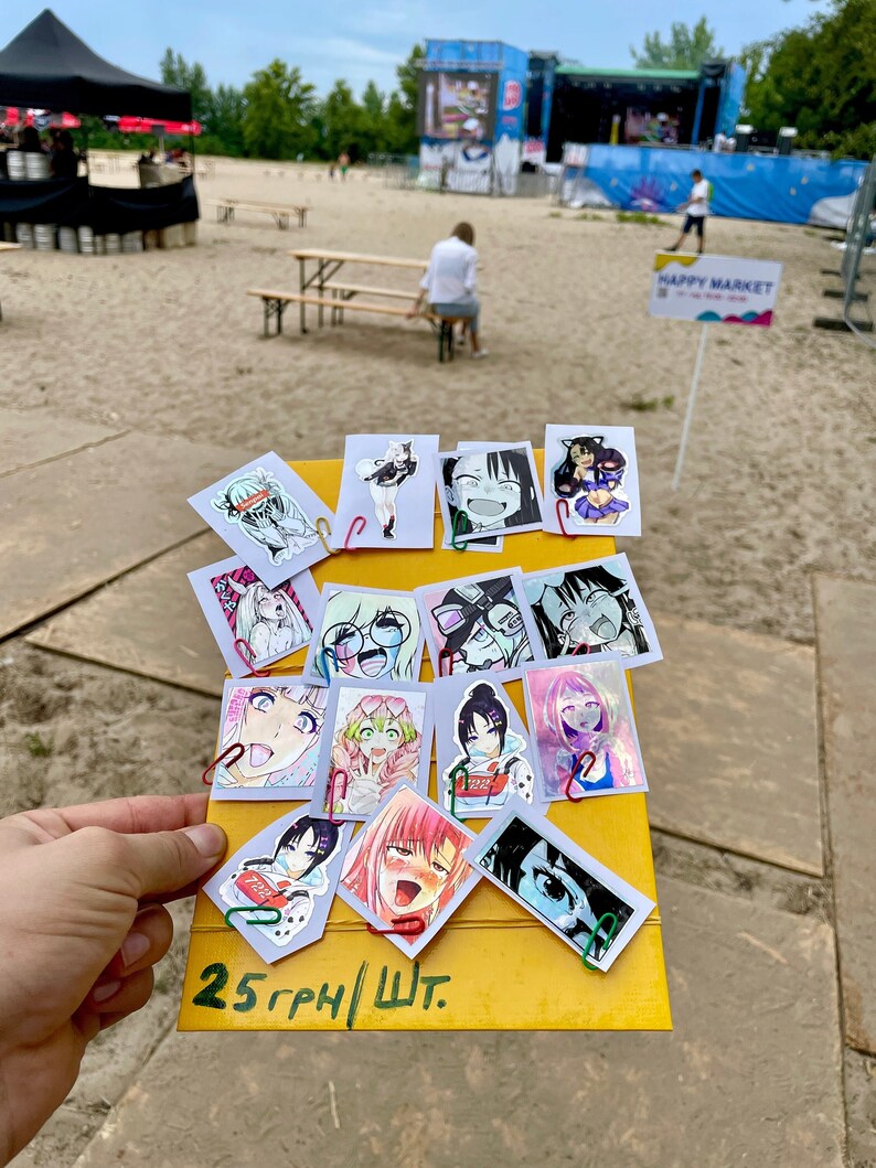 x15 Holographic Ahegao Anime Sticker Set - Cute Waifu / INU / Neko / Oil Slick Decal - Laptop Decal - Skater sticker / Kawaii / Anime fan 
