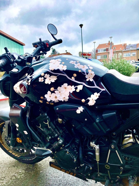 Sakura Motorcycle Decal, Cherry Blossom Moto Livery Kit, Custom Color Tank Wrap Sticker for Bike
