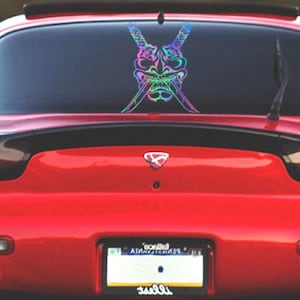 Pegatina de samurái Katana JDM con aceite de Oni Mask - Calcomanía de anime - Coche japonés - Calcomanía para ventana - Parachoques - Japonés - Calcomanía para parabrisas - Endless KDM imagen 4