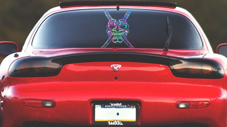 Pegatina de samurái Katana JDM con aceite de Oni Mask - Calcomanía de anime - Coche japonés - Calcomanía para ventana - Parachoques - Japonés - Calcomanía para parabrisas - Endless KDM imagen 4