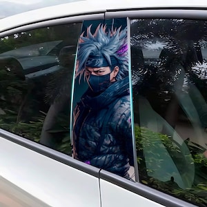 Samurai Anime Car Pillar Sticker, JDM Vinyl Decal, Waterproof Side Graphics, Tuning Wraps, Japanese Style Stickers for Unique Car Design