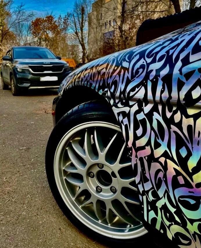 Arabic Calligraphic Holographic Sticker, Custom JDM Car Decal, Waterproof Outdoor Livery Wrap, Car Bumper Accessory, Father's Day Gift