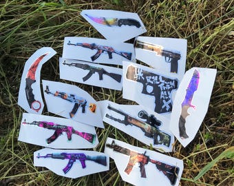 Stickers From CS GO, Weapon Stickers Pack, Holographic Gun & Knife ...