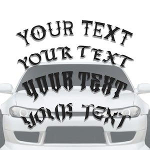 Custom Text Gothic style Windshield Rounded Decal! Car accessories - vehicle lover gift