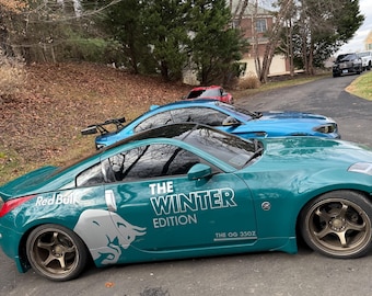 Calcomanía de vinilo personalizada estilo toro para coche, envoltura JDM Drift "Edición de invierno", gráficos de carreras personalizados para 350Z y más, envoltura troquelada para vehículos Miata.