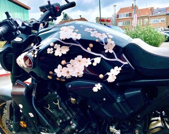 Adesivi Riflettenti Auto Sakura Con Fiori Di Ciliegio - Decorazione Fai Da Te Per Montante B, Vinile Impermeabile, Sicurezza Notturna, 6 Pezzi Rosa