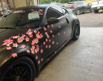 Cherry Blossom Vinyl Stickers, Sakura Car Decals, Kawaii JDM Itasha Livery, Cute Flower Side Sticker,  New Car Accessories for Auto Lady