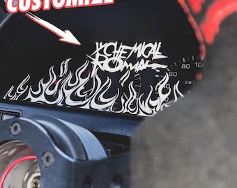 Custom Car Dashboard Sticker, Flame Fire Decal, Personalized Car Sticker, Cool Vinyl Auto Accessory, Unique Dashboard Decor