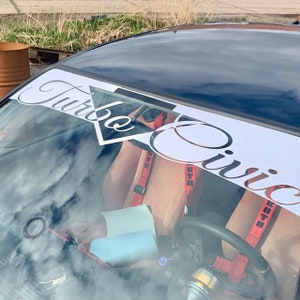 Kundenspezifisches Windschutzscheiben-Banner, personalisierter Auto-Vinyl-Aufkleber, JDM-Stil Autoaufkleber mit Ihrem Text für Civic oder ein beliebiges Fahrzeug