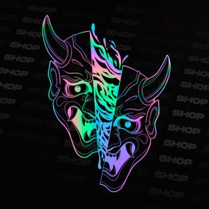 Samurai Oni Maskenaufkleber, JDM Oil Slick Aufkleber, benutzerdefinierter Vinil-Aufkleber, japanischer Fensteraufkleber, Windschutzscheiben-Fahrzeugaufkleber, Aufkleber für Autos