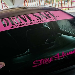 Custom Windshield Banner Your Text Cut Out / Or on Separate Decal / Blank Color / - JDM KDM Car Tunning Truck SUV Japanese Strip Visor Brow