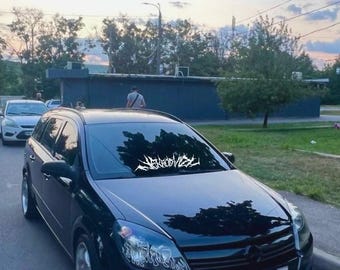 Autosticker in Death Metal-stijl! Scary Death Horror Donkere voorruitsticker Vizierbanner - Japanse stijlvolle tuning JDM Stripe-tuning