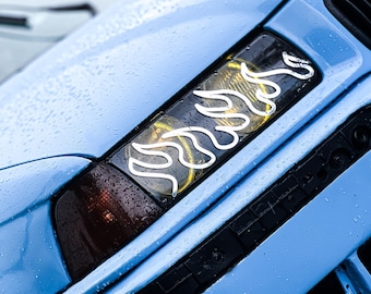 Calcomanías de llamas para faros delanteros, pegatinas de fuego inspiradas en JDM para entusiastas de los coches, accesorios estéticos personalizados para coches, perfectos para tunear o decorar.