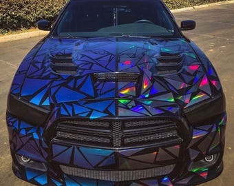 Calcomanías de triángulos holográficos, calcomanías JDM para autos, envoltura lateral increíble, calcomanías para parachoques compatibles con cualquier auto, calcomanías para capó y maletero.