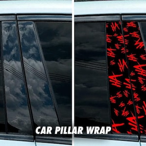 Calcomanía para pilar de puerta de coche, diseño de pilar, envoltura Ha-Ha-Ha - CUALQUIER IMAGEN - gráficos de alta calidad - se adapta a cualquier vehículo
