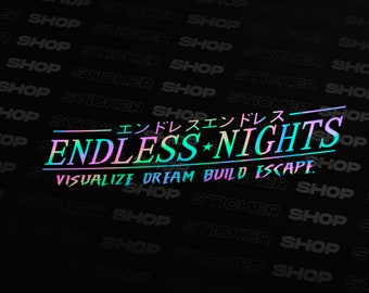 Endless Nights JDM Oil Slick Sticker - Anime Decal - Japan Car - Window Decal - Bumper sticker - Car Livery - Windshield Decal - Stance