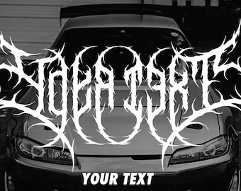 Custom Text Death Metal style Decal! Windshield Visor Banner Stripe - Fits for any car! Yours Phrase lettering . Japanese stylish tuning