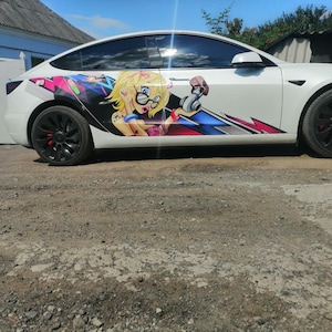 Car Side Sticker, Itasha Drift Decal, JDM Turbo Girl Car Wrap, Custom Livery Wrap, Japanese Anime Tyan Stickers for ANY car