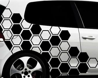 Calcomanía de diseño de panal JDM para auto, envoltura impresa a color, envoltura lateral hexagonal para vehículo, calcomanía para parachoques, calcomanías para camioneta y SUV, compatible con cualquier auto.